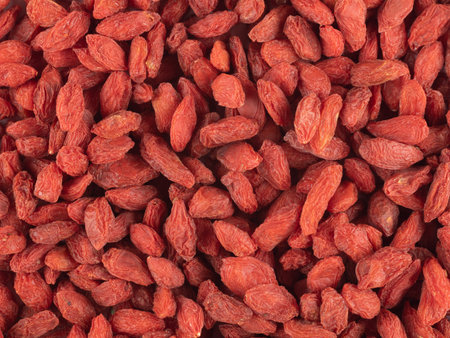 Red dried goji berries as a background. Close-up.の写真素材