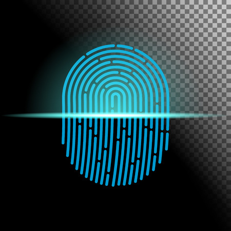 Fingerprint scanner transparent sign blue color designed for your app, ux project.のイラスト素材
