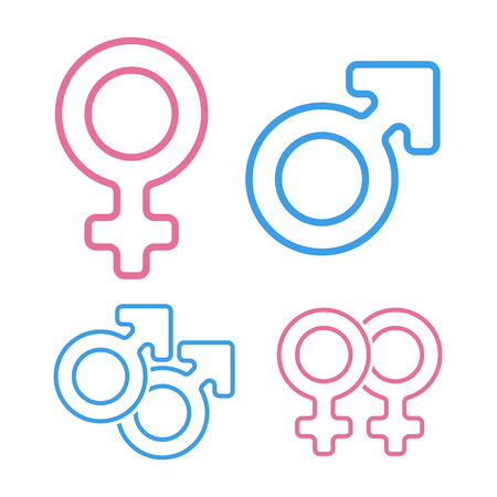 Color pink and blue gender symbols set.のイラスト素材