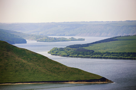 Great river in the hills. Dniester, Ukraineの写真素材