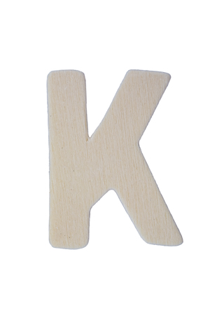 Wooden letter K isolated on white background with clipping path.の写真素材