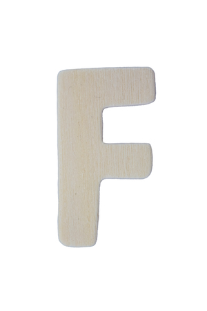 Wooden letter F isolated on white background with clipping path.の写真素材