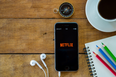 CHIANGMAI, THAILAND -MAY 15,2016:Netflix apps showing on iphone 6s.Netflix is an American provider of on-demand Internet streaming media available founded in 1997 by Marc Randolph and Reed Hastingsのeditorial素材