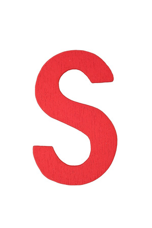 Red wooden text S isolated on white background with clipping path.の写真素材
