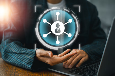 Visual representation of omni-channel strategy with digital network icons, illustrating seamless...