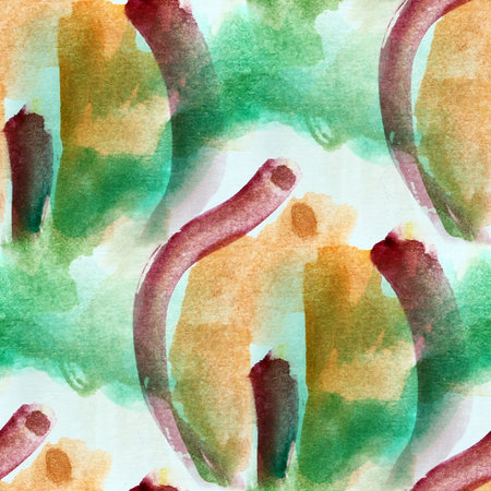 green brown picture watercolor seamless backgroundの写真素材