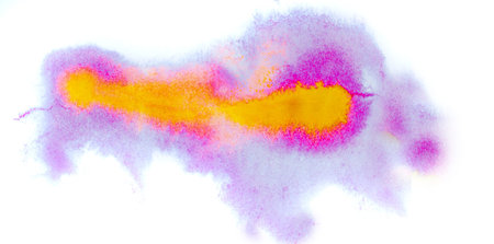 blue purple yellow macro spot blotch texture isolated on a whiteの写真素材