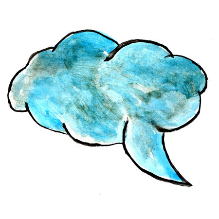 blue speech bubbles watercolor paint brush watercolour color str