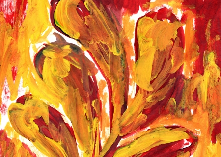 orange abstract painting by the texture of brush strokesの写真素材
