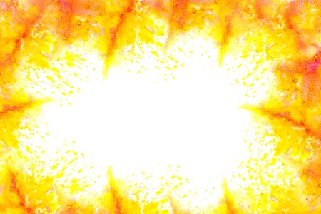 orange yellow blotches watercolor texture background isolated with space for your messageの写真素材