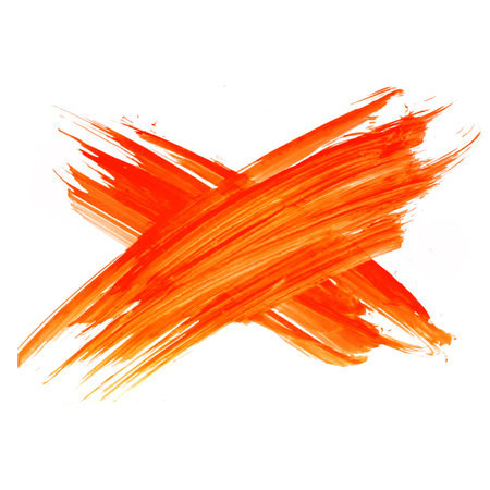 paint brush cross watercolor orange texture isolated on white background