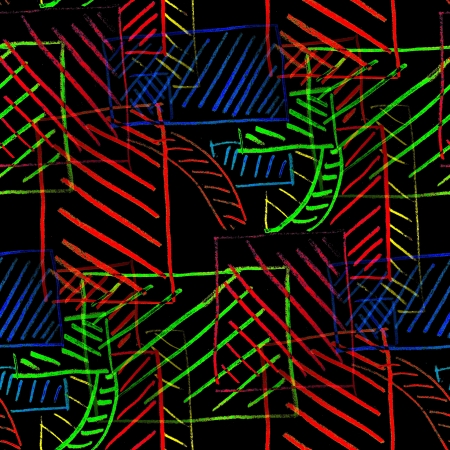 seamless impressionism painting texture black box with colored lines and rectanglesの写真素材