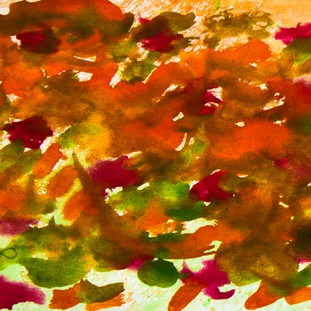 abstract smears watercolor background orange red greenの写真素材