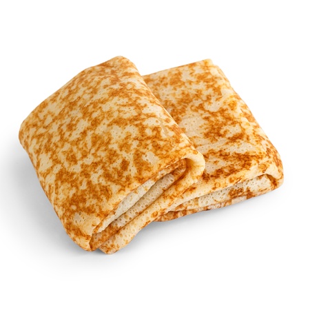 fried pancakes stuffed isolated white backgroundの写真素材