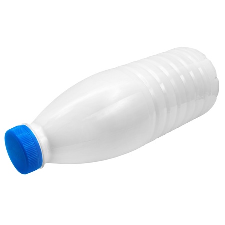 milk plastic bottle isolated on white backgroundの写真素材