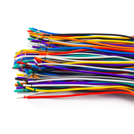 colored network wires isolated on white