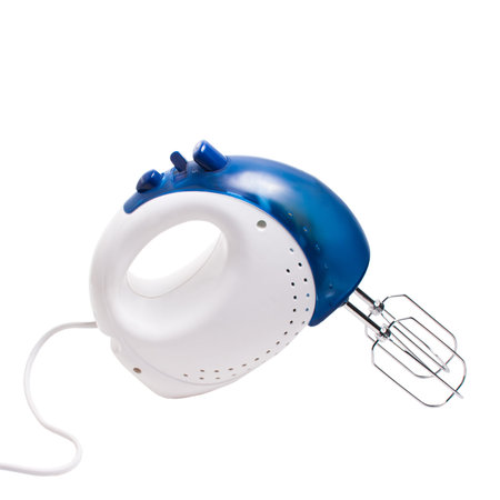 electric mixer blue isolated on white background with clipping path