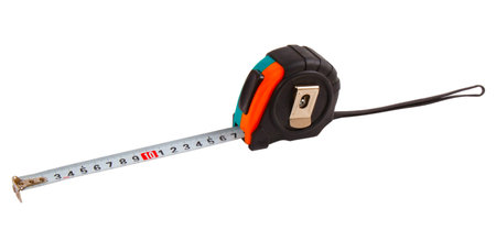 instrument red measuring measuring tape on white background (clipping path)