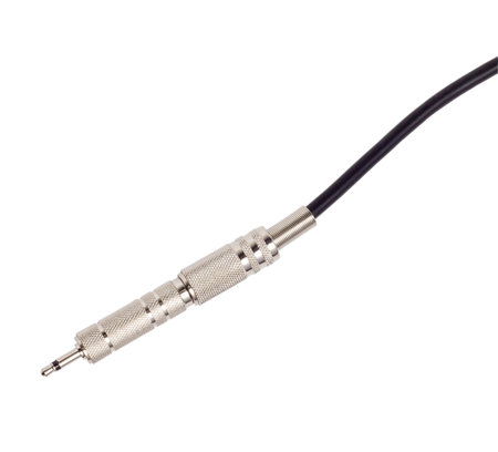  jack macro of audio cable isolated on white background