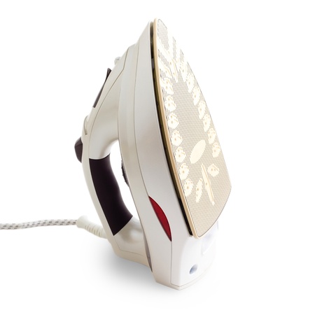 white flatiron electric iron Modern clothes isolated on white backgroundの写真素材