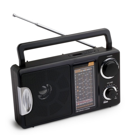 black radio isolated on white backgroundの写真素材