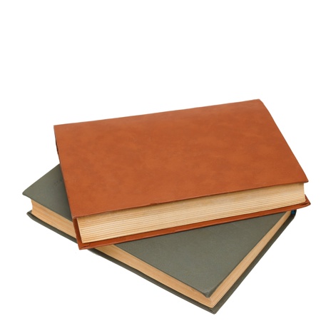 brown and gray old book isolated on white background (clipping path)の写真素材