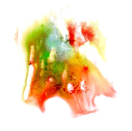 watercolor yellow red green paint abstract isolated blot の写真素材