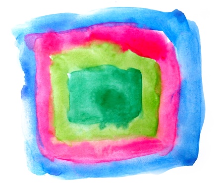 watercolor square red blue green isolated on white for your designの写真素材