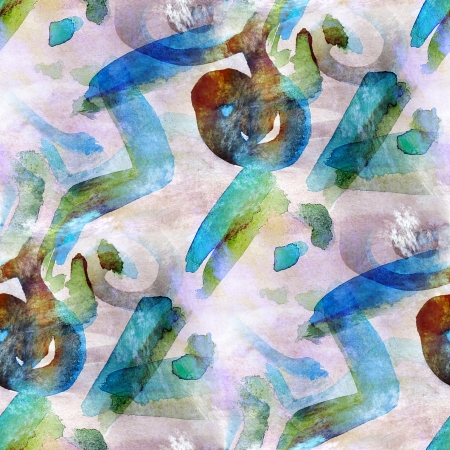 seamless wallpaper blue, beige watercolor brown abstract avant-gの写真素材