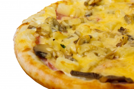 baked mushrooms pizza fast dinner crust italian food cheese isolの写真素材