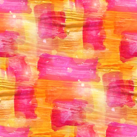 sun glare abstract red, yellow seamless painted watercolor background on paper textureの写真素材
