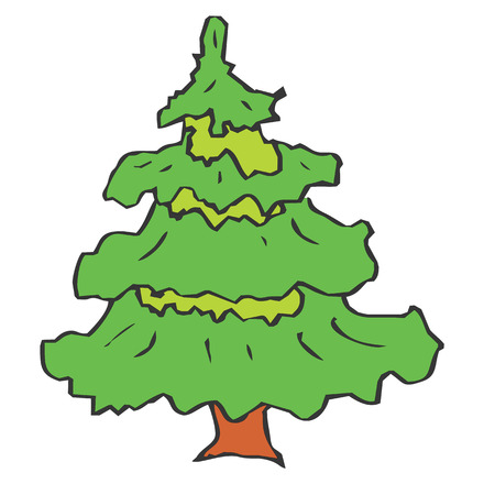 tree christmas vector fir pine trees silhouette white evergreen green isolated illustrationの写真素材