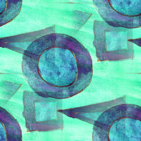 ornament drawing usa green, blue colorful pattern water ancientの写真素材