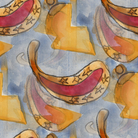 america ancient ornament drawing usa colorful pattern red, blue,の写真素材