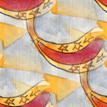 america ancient ornament blue, red, yellow drawing usa colorfulの写真素材