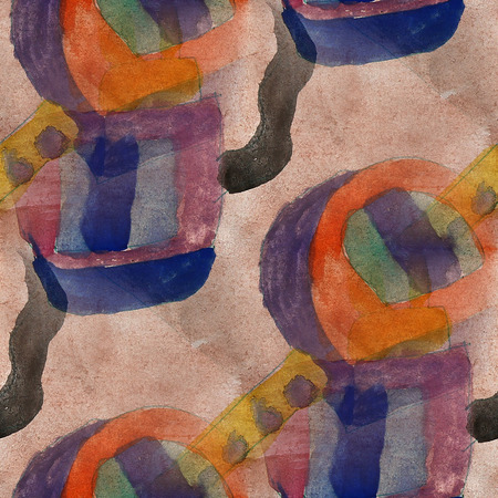 artist seamless  brown, dark blue, yellowcubism abstwatercolor wallpaper backgroundract art textureの写真素材