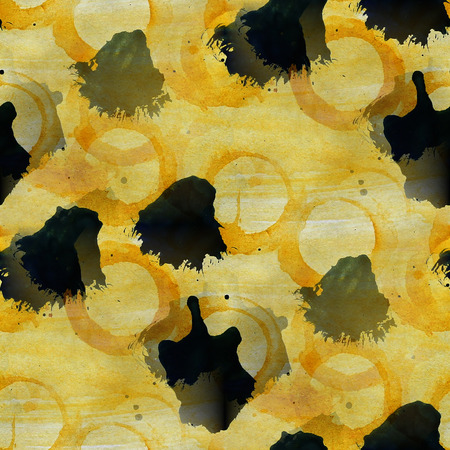 artwork artist palette black, yellow picture frame graphic seamless style texture watercolor backgroundの写真素材