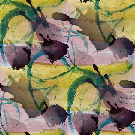 artwork artist palette picture frame yellow, green graphic seamless style texture watercolor backgroundの写真素材