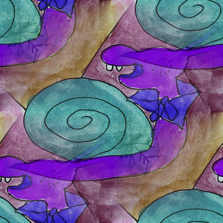 art seamless snail contemporary texture watercolor unusual wallpapersの写真素材