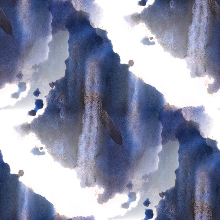 modern artist  seamless blue, black, white watercolor wallpaper texture of handmadeの写真素材