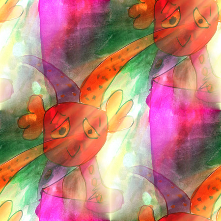 art light background clown, red, green barrel texture watercolor seamless abstract pattern paint wallpaper color paperの写真素材