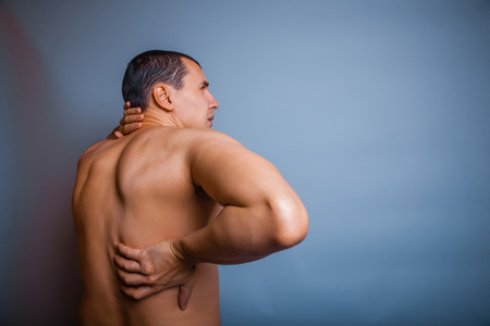 old man European appearance pain gray backの写真素材