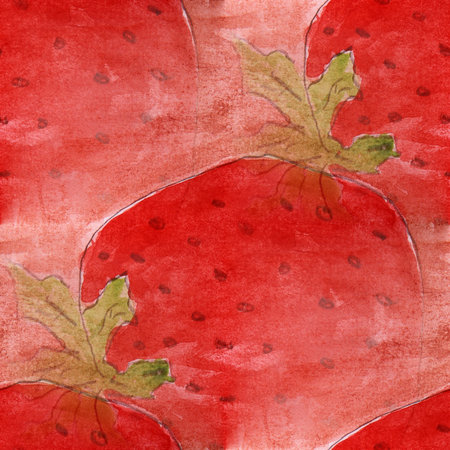 blots red strawberries watercolor painting seamless background artの写真素材