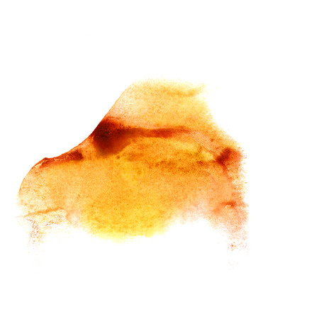 ink blot yellow splatter  background isolated on white hand paintedの写真素材