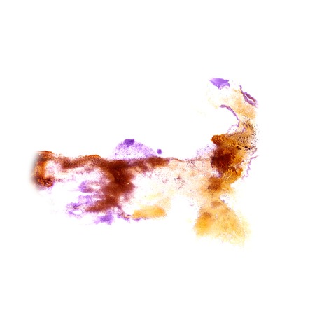 Blot divorce illustration yellow, brown, purple artist of handwork is isolated on white backgroundの写真素材