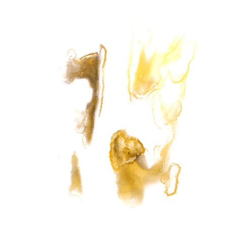 stain with  brown, yellow watercolour paint stroke watercolor isolatedの写真素材