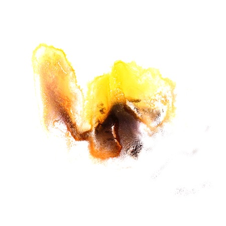 stain with brown, yellow watercolour paint stroke watercolor isolatedの写真素材