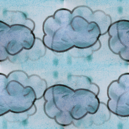 Seamless blue clouds ancient ornament  wallpaper backgroundの写真素材