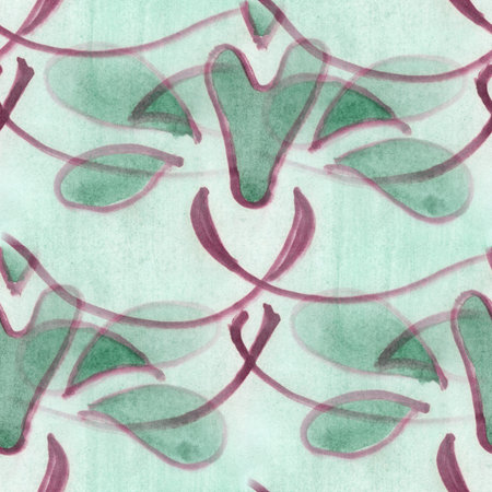 watercolor  flowers seamless handmade background wallpaper brown blueの写真素材