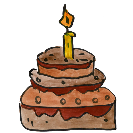 Cake isolated on white background cartoon watercolorの写真素材
